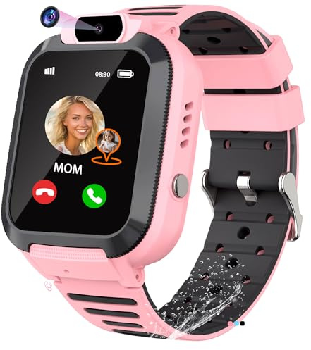 EUNICECG Smartklocka för Barn med GPS-Tracker Klassrumsmodell Spel Telefon SOS IP68 Vattentät Väckarklocka Digitalt Smartwatch Barn för Tonåringar Pojkar Flickor Födelsedag Gåvor