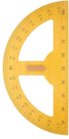 OHPHCALL Transportador de Ángulos Semicircular Grande de Madera 180 Grados para Profesores y Dibujo Escolar, Regla de Medición Precisa y Portátil para Enseñanza en Aula