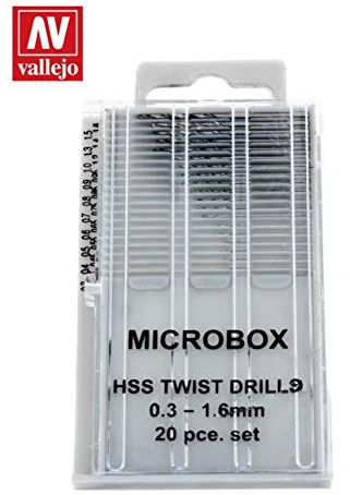 Vallejo Bohrerset, 20 Stück, 0.3-1.6mm, Farbig