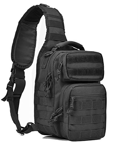 Fami Tactical Sling Pack, Schulter Wandern Schulter-Tasche, Rucksack, Umhängetasche, Tagesrucksack, Outdoor Sport EDC Pack für Camping, Jagd, Wandern, Trekking, Radfahren, schwarz