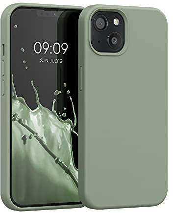 kwmobile Handyhülle für iPhone 13 Hülle, für iPhone 13 Case - Hülle Silikon - kabelloses Laden - Graugrün