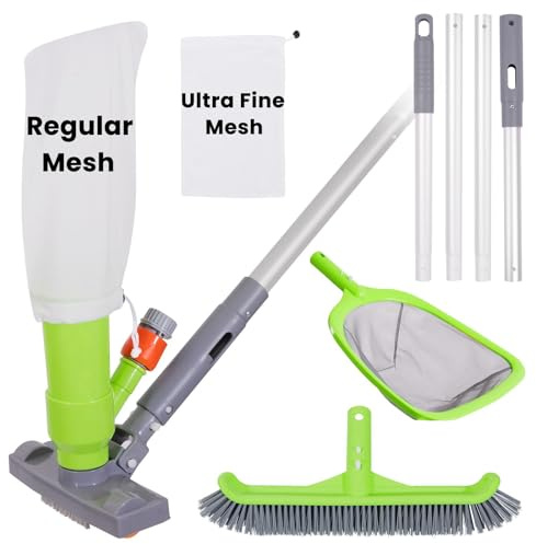 Sepetrel Deluxe Swimming Pool Cleaning Kit with Spa Jet Vacuum Cleaner,Brush, Semi-deep Skimmer Net & Adjustable 57.5-inch Pole,Ideal for Cleaning Above Ground,Inflatable Pools