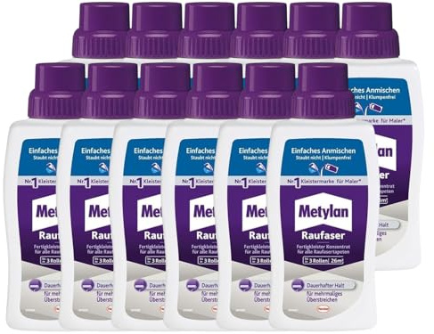 Metylan Raufaser Fertigkleister Konzentrat, Tapetenkleister für Raufasertapete, starker & schnell mischbarer Kleister zur sofortigen Verwendung, 12x500g