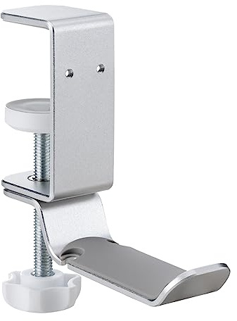 mywall HK4L klämbar universell hörlurshållare – headset hållare för skrivbord – justerbar klämma och 360° vridbar krok – praktisk förvaring för hörlurar, väskor med mera.