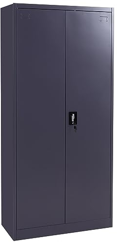 Aktenschrank HWC-H17, Stahlschrank Büroschrank Schrank, 2 Türen abschließbar Metall - 185x90x40cm dunkelgrau