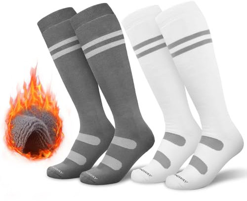 Findway Skisocken für Herren und Damen,Snowboardsocken, Kniehohe, Dicke Thermosocken für Kaltes Wetter, Atmungsaktiv, Schnell Trocknend,2 Paar Pack