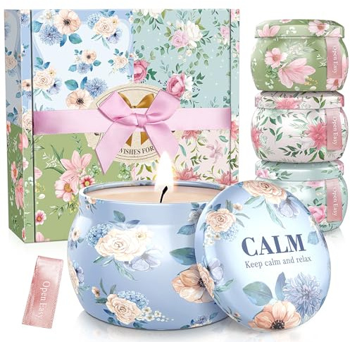 BlissfulOasis Scented Candles Set, 17.6 oz 4 Pack Home Scented Candles, 100-120 Hours Candle Set for Men and Women, Long Lasting Soy Wax Aromatherapy Gift for Birthday, Valentine's Day, Mother's Day