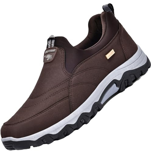 Aocase Scarpe Sanitarie Uomo Scarpe Diabetici Uomo Scamosciato Confortevole Sneakers Casual all'Aperto Mocassini Uomo Classico Piatto Slip On,Marrone,44/270mm