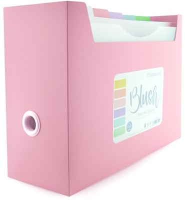 Desk Free Organizador de Documentos para Escritorio Blush - Ref. 39105- con 10 Carpetas Colgantes dobles + 40 Adhesivos, Tirador y Asa trasera en 4 diseños by Office Box. (Rosa Blush)