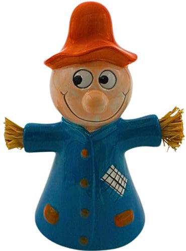 Dekohelden24 Piquet de clôture, Tabouret de clôture, Figurine de clôture avec Mains en Paille Bleue, L x l x H 13 x 8 x 19 cm.