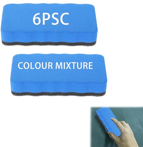 CZNBZIU 6 Effaceur Tableau Blanc Gommes Pour Tableau Blanc Avec Tampon En Feutre Épais Effaçable À Sec Pour Tableau Blanc Pour Enfants Effaceur À Sec Coloré Pour Nettoyer Ardoise Effacable