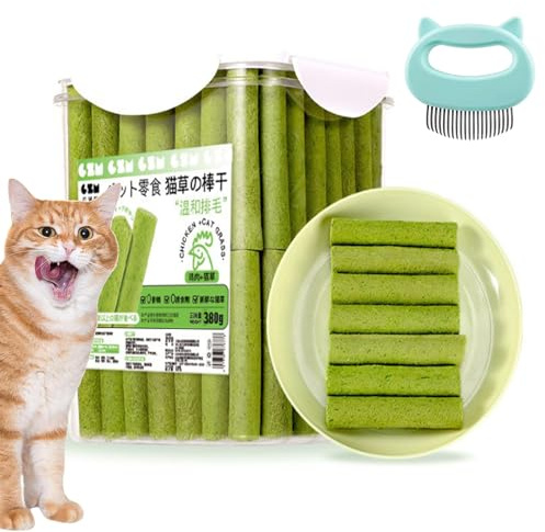 Vgpbphj Berdexa Cat Grass Teething Stick, Cat Grass Chew Sticks for Indoor Cats, Increase Appetite (60pcs)