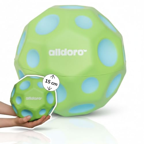 alldoro 60297 Balle de Rebond XXL pour Enfants à partir de 3 Ans en polyuréthane - Grand Rebond - Multicolore - 15 cm