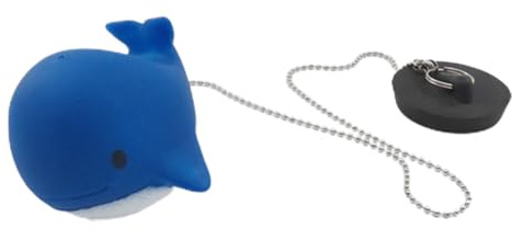 Tapón y cadena de goma para baño, tapón de drenaje, bonito diseño de dibujos animados flotantes, tapón de bañera y fregadero para baño, cocina o lavabo, tapón de goma flexible con cadena para un fácil