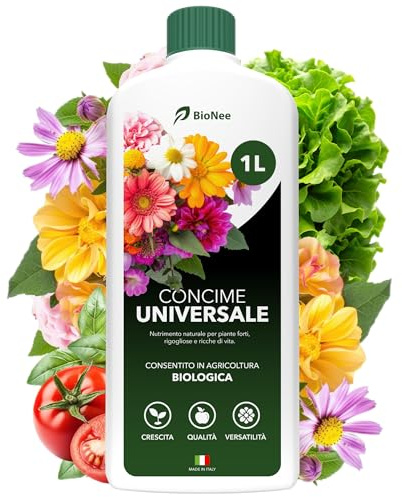 BioNee Concime Universale Biologico 1L – Nutrimento Naturale per Tutte le Piante | Crescita Equilibrata, Fertilità del Terreno e Colori più Vivi | Consentito in Agricoltura Biologica