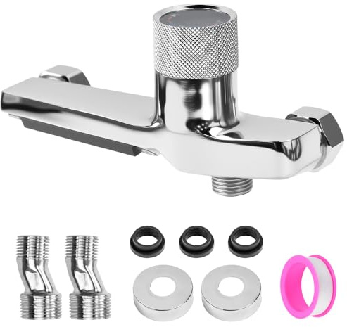 Vunanvu Mitigeur de Baignoire Cascade avec Thermostat 2 Sorties Robinet de Baignoire Thermostat et Douche Mélangeur de Baignoire Douche Robinet de Baignoire Armoire en Chrome pour Salle de Bain