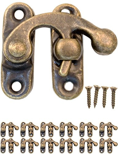 Fuxxer® ganci di chiusura anticati, gancio in metallo, design in ferro bronzo, per cassette di vino in stile vintage rustico, 32 x 28 mm, viti incluse, set da 12 pezzi