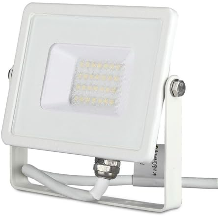 V-TAC 20W Waterproof Outdoor Security Floodlight with Samsung LED Body Glass IP65 4000K Day White 1600 lumens, Die Cast Aluminium