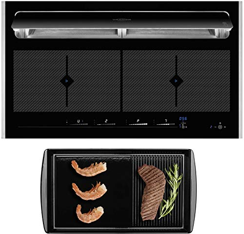 Oranier Flächen-Induktion 90 cm KFL 2094 be cook - breites autarkes Umluft Induktionskochfeld inkl. 2 Edelstahl Seitenleisten & induktiver Grillplatte