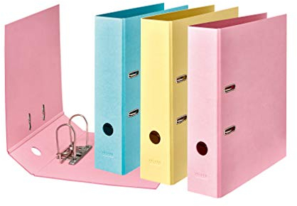 Original Falken 10er Pack Vegan-Ordner Pure Pastell. Made in Germany. 8 cm breit DIN A4 farbig sortiert (Himmel_Blau, Vanille_Gelb, Flamingo_Pink) Aktenordner Briefordner Büroordner Pappordner