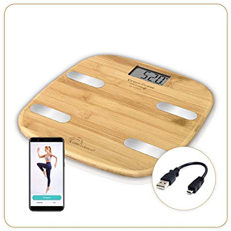 Little Balance 8359 Fitdays USB impédancemètre connecté sans pile, 150 kilograms, Bambou véritable