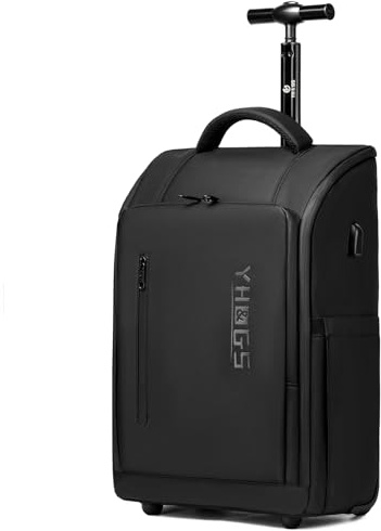 GOTECH Rollrucksack, wasserdichter Rucksack mit Rollen für Business-Pendler, Handgepäck-Rucksack mit Laptopfach, passend für 15,6/18-Zoll-Laptop-Rollrucksack für Erwachsene, Schwarz, 18x3x14 inches