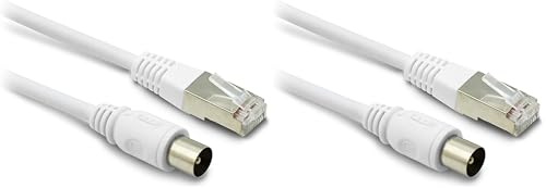 Metronic Câble RJ45 / TV coaxial 9,52mm mâle/mâle 2 mètres - 395285 (Lot de 2)