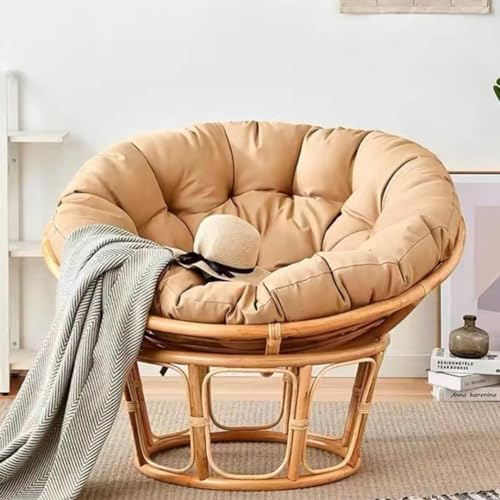 Bettschlange Hängesessel Kissen,Papasansessel Kissen,Lesesessel Rund, Gartensessel Sitzkissen,Papasan Hängesessel Kissen(Stühle Nicht Enthalten),Khaki,140x140cm