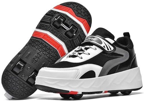 WOWEI Pattini a Rotelle Scarpe per Bambini e Ragazzi Scarpe da Skateboard per Donna Scarpe con Ruote, Multifunzionale Skate Pattini a Rotelle Pattinaggio Calzature Sportive da Esterno (BZX-T9, 42EU)