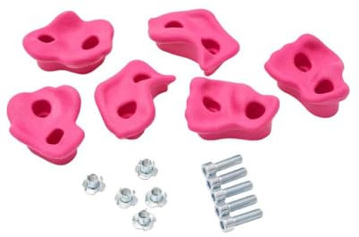 TRIBECCO Pietre da arrampicata per parete da arrampicata 6 pezzi, con set di fissaggio, varie forme, dimensioni 8 x 11,5 cm, in plastica, per arrampicata all'aperto e al coperto (viola)