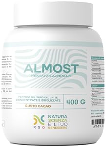RSO Whey Protein Delattosate 400 g – Proteine in Polvere Concentrate e Idrolizzate – Supporto Massa Muscolare e Recupero – Senza Glutine – 20 Porzioni – Gusto Cacao
