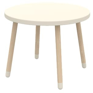 Flexa DOTS Kindertisc Holz Ø60cm| Kleinkind-Schreibtisch & Spieltisch für Kinder | Massives Eschenholz & lackiertes MDF | Ideal für Spielzimmer, Kinderzimmer, Küche, Wohnzimmer | Farbe: Creme Weiß