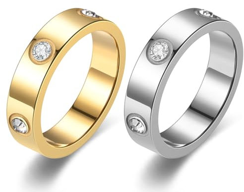 XUZOPIM Zirconia Promise Ring, Engagement & Wedding Ring - Stainless Steel - Valentine's, Birthday & Mother's Day Gift