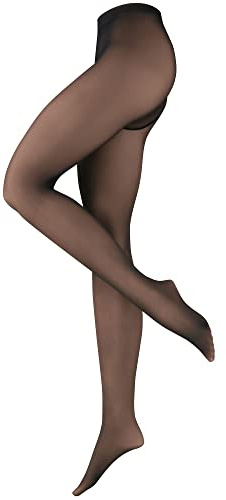 NUR DIE Damstrumpbyxor varma & transparenta 80 DEN hjärtan prickar design värmande insida fleece termostrumpbyxor fina strumpbyxor strumpbyxor nylonstrumpbyxor, 50 svart, 40-44