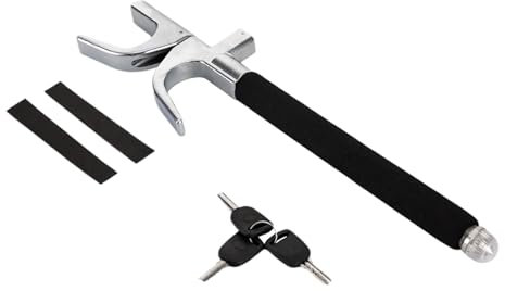 Blocco volante universale con 3 chiavi, serratura di sicurezza con lunghezza regolabile, adatto per auto, camion, furgoni e SUV