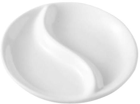 LAPYAPPE Piatto Per Salsa in Ceramica Bianca Rotondo 3,5 Piccolo Piatto Per Intingere Versatile Per Aceto e Snack Per Cene Familiari e Uso Ristorante