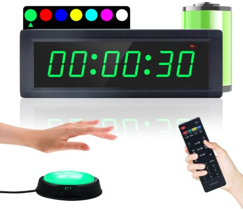 YZ Gym Timer for Home Gym with Start/Stop Button, 7 Colour Digital Gym Clock with Stopwatch, Interval Timer for Workout, 12/24H Digital Wall Clock, Portable Home Gym Accessories