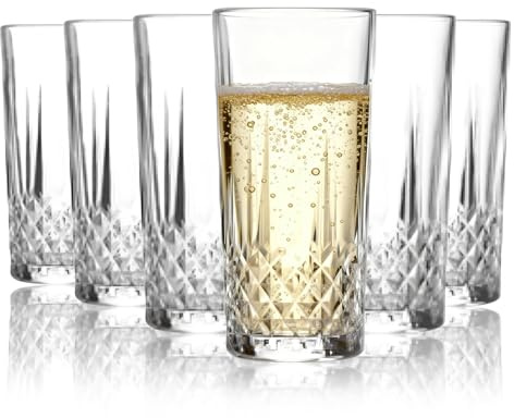 Set of 6 330ml Highball Glasses for Juice, Water, and Cocktails, Perfect for Home, Restaurants, and Parties