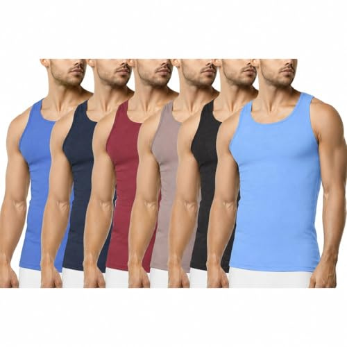 Pack of 3 Men's Vest 100% Cotton Classic Slim Fit Summer Undershirt – Adults Sleeveless Gym Training Tank Tops Plus Size UK