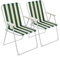 Harbour Housewares Folding Beach Deck Chairs - Green Stripe - Pack of 2 - Metal Outdoor Patio Seat Lightweight Portable Deck Chair for Picnic, Garden, Camping, Fishing