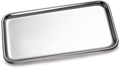 IMEEA Small Stainless Steel Tray, SUS304 Stainless Steel Vanity Tray for Jewelry, Perfume, Keys, Compact Bathroom Countertop Organizer, 8 x 4.64 Inch