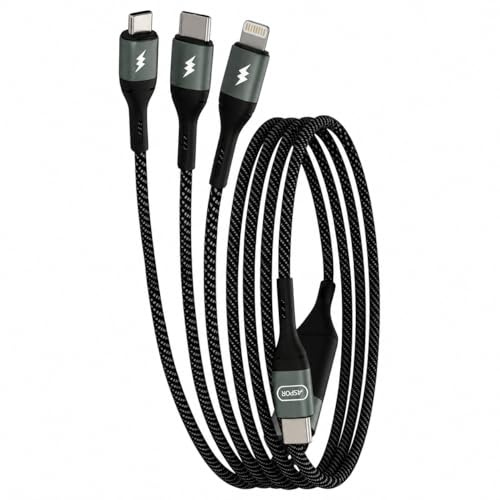 ASPOR 3-i-1 Laddkabel USB-C/Lightning/Mikro-USB, 1,2 m