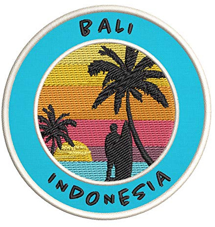 Bali, Indonesia Surfing Spot Embroidered Premium Patch DIY Iron-on or Sew-on Decorative Badge Emblem Vacation Souvenir Travel Gear Clothes Appliques