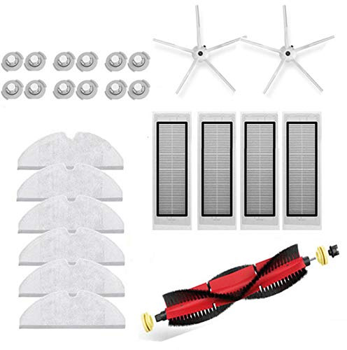 Rullborste sidoborstar kit för Xiaomi Roborock S6 S5 MAX S60 dammsugare, 1 rollborste, 2 sidoborste, 4 filter, 6 mopp, 12 vattenkärna
