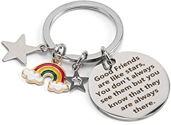 Hightopup Keychain Friend Gifts Women Good Friends Are Like Stars Key Chains for Ladies Birthday Gifts for Her Graduation Gifts for Her Christmas Gifts Teens Girls