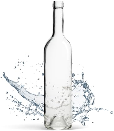 WYSKONT Glass Bottle 750 ml Bordeaux Pack of 8 - Wine Bottle without Corks - Water Bottle - Oil Bottle - Empty Liqueur Bottles - Glass Bottles for Filling - Water Bottle - Wine Gift - Wine Accessories