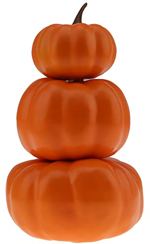 Gresorth Piccola torre di zucca impilata per Halloween, 20,3 cm, finta decorazione fai da te, zucche decorative verniciabili, centrotavola autunnale per feste in casa, 1 pezzo