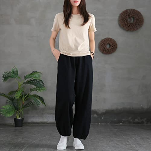 WoCOyo Tai-Chi-Hosen Freizeit Hohe Taille Baumwolle und Leinen Kampfsport Training Hose Unisex Elastisch Kung Fu Hosen Weich und Atmungsaktiv Shaolin Yogablüher,005,M