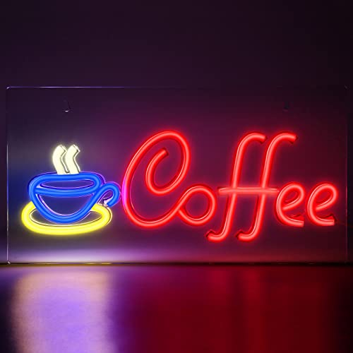 FITNATE Kaffee Leuchtreklame, Coffee Neon Schild, Coffee Leuchtschild, Neonlicht LED, Neonschild für Coffee, für Cafe, Bar, Party, USB