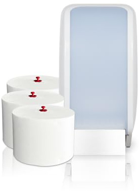 Cosmos Toilettenpapierspender Doppelrollen Set - 1 Spender für Cosmos Toilettenpapierrollen + 360m Toilettenpapier- 3 lagig - Ultra ERGIEBIG wie 26 übliche Rollen - Wandmontage, Weiß